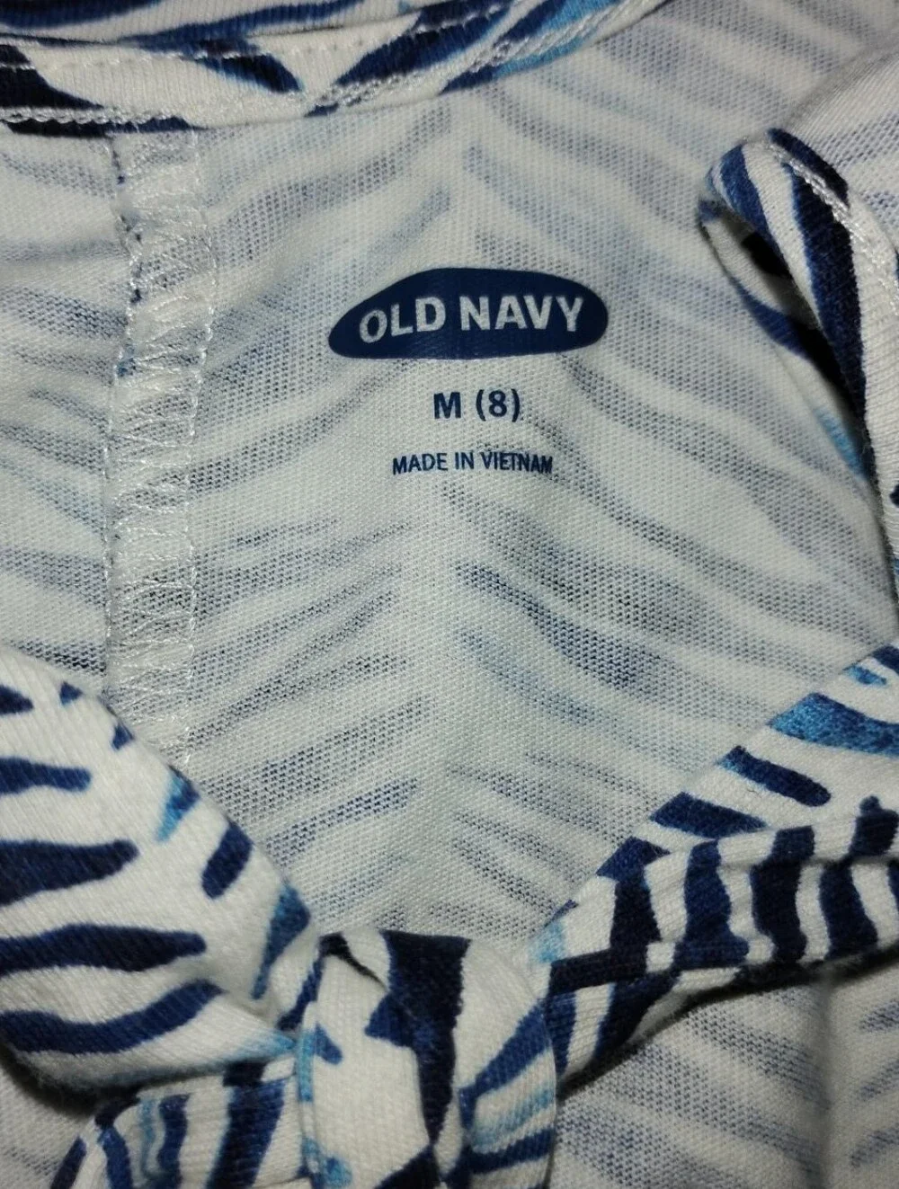Old Navy Girls M (8) Blue Zebra / Chevron Print Dress w/ Back Cutout